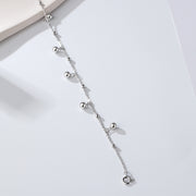 S925 Sterling Silver Round Beads Anklet For Women Glossy And Simple
