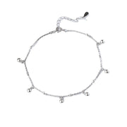 S925 Sterling Silver Round Beads Anklet For Women Glossy And Simple